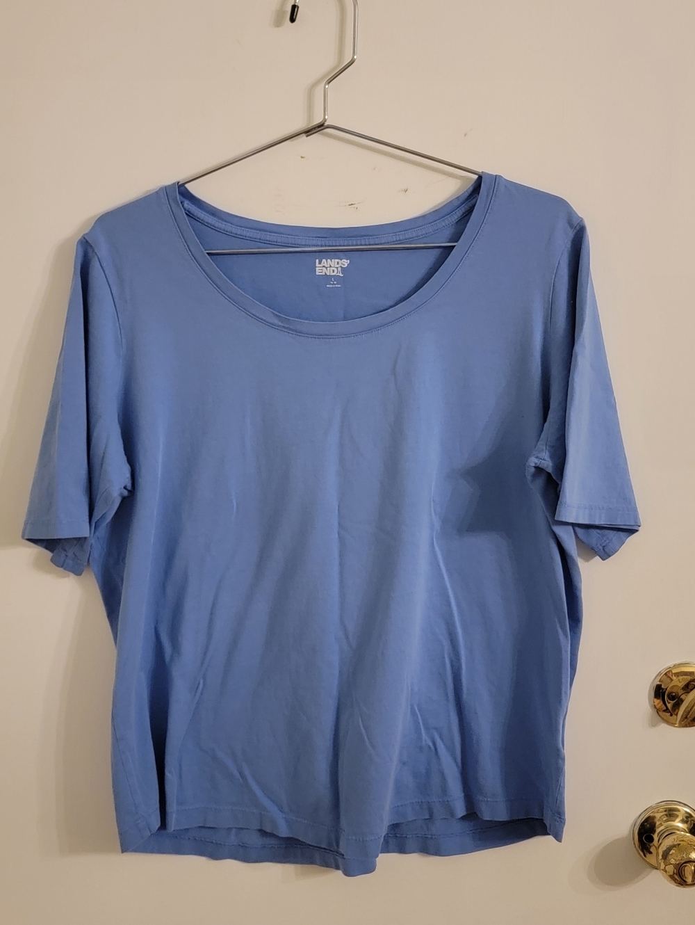 Lands' End Women's Short-Sleeve Crew Tee in Periwinkle Blue
